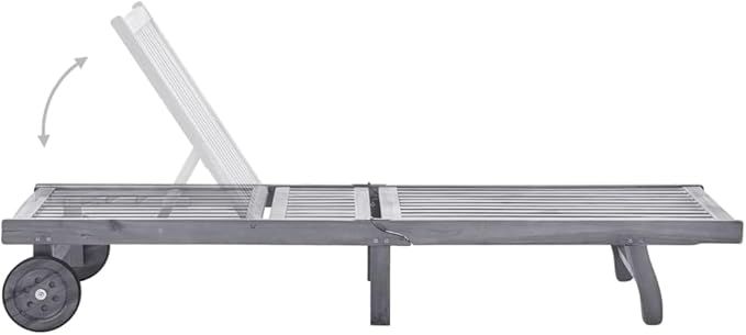 Camp Chairs Lawn Chairs recliningPatio Sun Lounger with Cushion Gray Solid Wood AcaciaSuitable for Gardens, courtyards, and patios