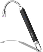 SUPRUS Lighter Rechargeable USB Lighter Arc Electric Lighetrs with Safety Switch 360° Flexible Neck Flameless Grill Long Lighters for Candle Camping Cooking (Black)