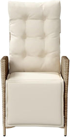 Reclining Patio Chair with Footrest Beige Poly Rattan Porch Chairs Camping Chairs Patio Chairs Living Room Chairs for Dining Patio Bedroom Outdoor