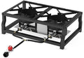 Tabletop Double Burner Camp Stove - 100,000 BTU Portable Propane Gas Cooker with CSA Regulator - Heavy-Duty Steel Frame for Camping, BBQ & Outdoor Cooking
