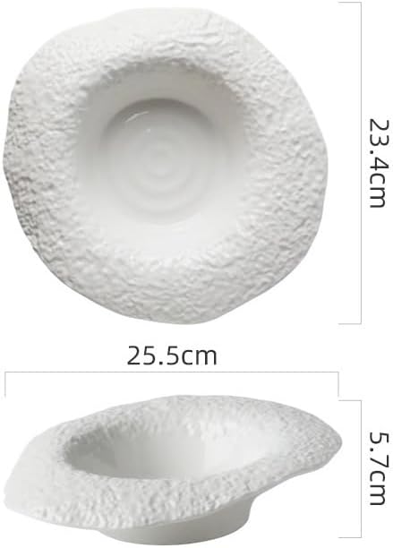 Camping Plates 8-inch Ceramic Salad Bowl, Special-Shaped Creative, Deep Dish, Vegetable, Western Restaurant Pasta Plate, Kitchen Service Tableware Decorative Plate(10 in)