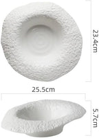 Camping Plates 8-inch Ceramic Salad Bowl, Special-Shaped Creative, Deep Dish, Vegetable, Western Restaurant Pasta Plate, Kitchen Service Tableware Decorative Plate(10 in)