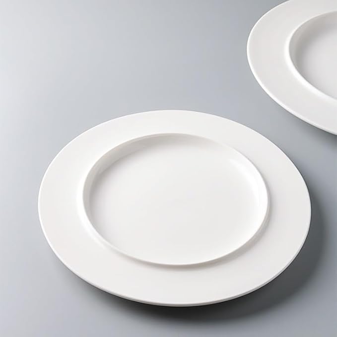 Camping Plates 11-inch White Ceramic Hotel Kitchen Tableware Round Display Plate Special Creative Dish Club Cold Decorative Plate(11 in)