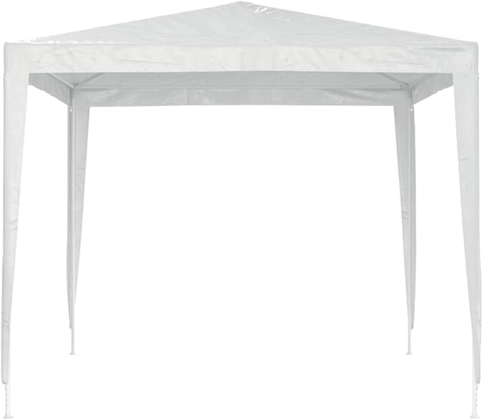 White Polyethylene Party Tent with Iron Frame 8.2 x 8.2 ft Outdoor Canopy for Gatherings and Celebrations, Waterproof and UV Resistant, Easy Setup, Durable Shelter