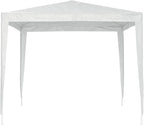 White Polyethylene Party Tent with Iron Frame 8.2 x 8.2 ft Outdoor Canopy for Gatherings and Celebrations, Waterproof and UV Resistant, Easy Setup, Durable Shelter