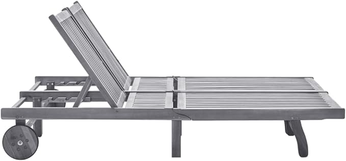 2-Person Patio Sun Lounger with Cushion Gray Solid Acacia Woodrecliner Chair Camping Chairs Outdoor Lounge Chairs Patio chairsSuitable for Gardens, courtyards