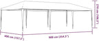 Large Party Tent with White Polyethylene Roof and Iron Frame, Durable Waterproof Outdoor Shelter for Gatherings, Spacious for Up to 20 People, Easy Assembly with Spanner