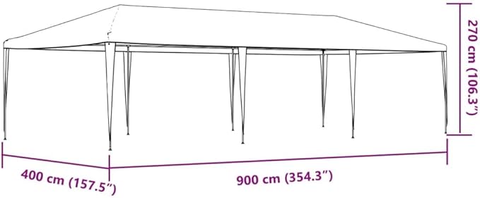 Large Party Tent with White Polyethylene Roof and Iron Frame, Durable Waterproof Outdoor Shelter for Gatherings, Spacious for Up to 20 People, Easy Assembly with Spanner