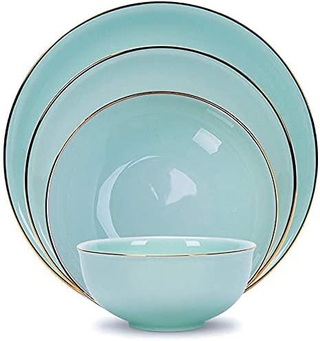 Dinnerware Sets Dish Set Bone China Porcelain dinnerware Set, European-Style Phnom Penh Bone China Tableware Set Bowls and Plates Dinner Set Service for 4-10 (65pieces)