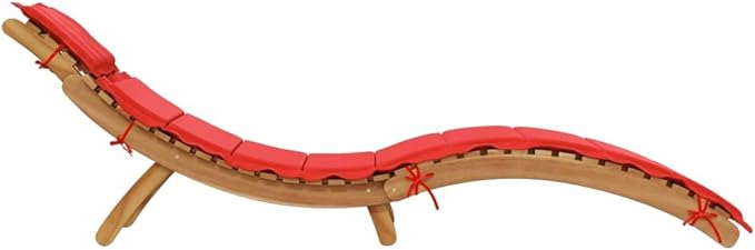 Sun Lounger with Cushion Red Solid Wood Acaciaoutdoor Lounge Chairs Camping Chairs Tanning Chair Patio chairsSuitable for Gardens, courtyards