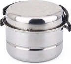 JSEIAJB Stainless Steel Outdoor Pan Set Camping Cookware Portable Frying Pan Steaming Rack Pots Hiking Picnic Cooking Tableware