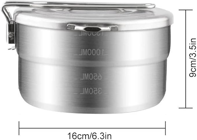 Stainless Steel Lunch Case with Storage Bag Camping Pot Tableware for Outdoor Backpacking Hiking Fishing Picnic