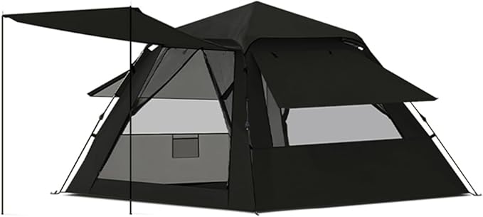 Tents for Camping 3/5 Person Tent Waterproof Beach Canopy Tent Pop Up, Easy Setup Backpacking Tents with Mats, Dome Tent, Family Tent for Outdoor Hiking with Porch (Color : /Black, Size : 3-4 Person