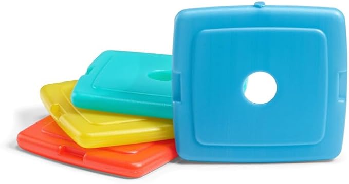 Cool Coolers by Fit & Fresh Slim Ice Packs - Quick Freeze Space Saving Reusable Cooling Solution in Lunch Boxes & Coolers, Multi Colored Design for Daily Use (Pack of 48)