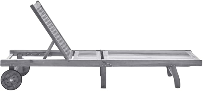 Camp Chairs Lawn Chairs recliningPatio Sun Lounger with Cushion Gray Solid Wood AcaciaSuitable for Gardens, courtyards, and patios