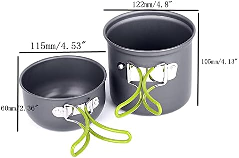 Outdoor Camping Hiking Cookware Picnic Cooking Pots Set Non-Stick Bowls with Foldable Spoon Fork Knife Tableware Sets