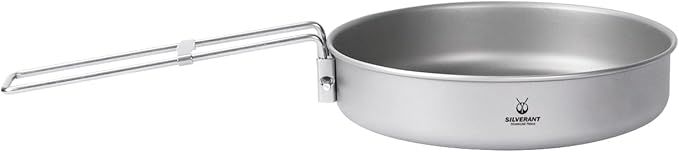 SILVERANT Camping Plate Titanium Pan Dish Plate with Handle & Mesh Bag, Large Reuseable Ultralight Dinner Plate for Camping Outdoors Backpacking (750ML)