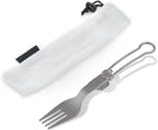 1SET Outdoor Pure Titanium Frying Pan Foldable Fork Set Camping Portable Pot and Tableware(Small)