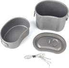 AsCoRP Outdoor Camping Pure Titanium Lunch Box Folding Handle bento Box Mountaineering Ultra-Light Tableware (2pcs/Set)