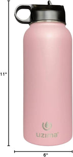 Uzima - Z-Source Filtered Water Bottle for Hiking, Backpacking, Camping, and Travel. Large 32oz Capacity with Double-Walled Stainless Steel Exterior.