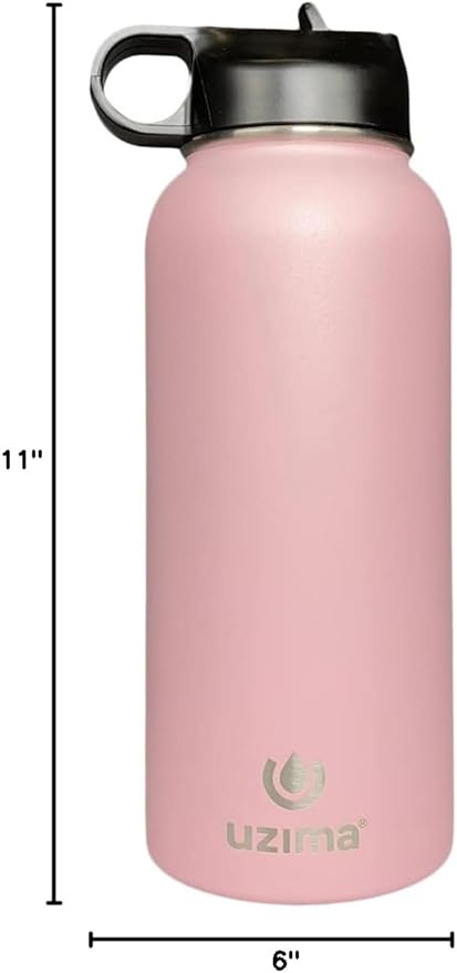 Uzima - Z-Source Filtered Water Bottle for Hiking, Backpacking, Camping, and Travel. Large 32oz Capacity with Double-Walled Stainless Steel Exterior.