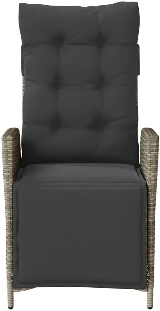 Reclining Patio Chair with Footrest Gray Poly Rattan Porch Chairs Camping Chairs Patio Chairs Living Room Chairs for Dining Patio Bedroom Outdoor