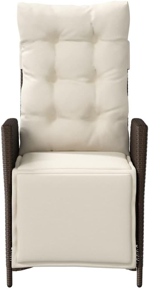 Reclining Patio Chair with Footrest Brown Poly Rattan Porch Chairs Camping Chairs Patio Chairs Living Room Chairs for Dining Patio Bedroom Outdoor