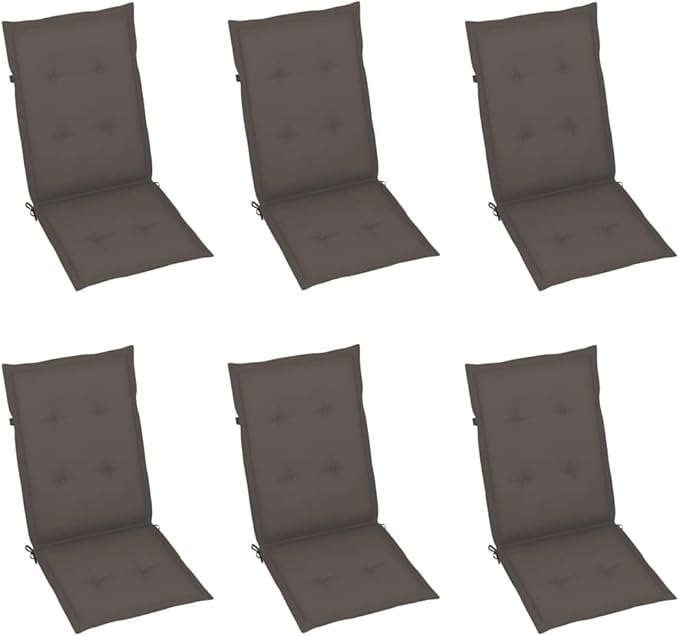 Patio Chairs 6 pcs,Outdoor Folding Chair,Lounge Chair,Portable Camping Chair,Tanning Chairs for Outside,Garden Chair,for Outdoor Patio, Campsite, or Yard, with Taupe Cushions Solid Teak Wood
