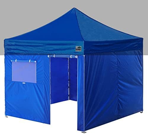 Eurmax USA Full Zippered Walls for 10 x 10 Easy Pop Up Canopy Tent,Enclosure Sidewall Kit with Roller Up Mesh Window and Door 4 Walls ONLY,NOT Including Frame and Top（Blue）