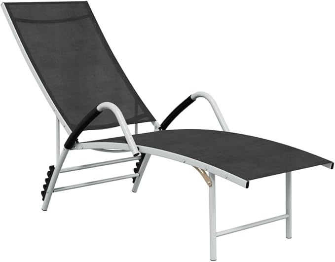 Sun Lounger Textilene and Aluminum Blacktanning Chair Camping Chairs Recliner Patio Suitable for Garden Courtyard