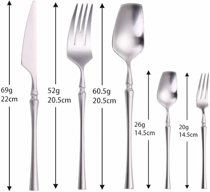 Cutlery Set Pieces Service Stainless Steel Titanium Flatware,5PCS Spoon Cutlery Set Stainless Steel Kitchen Dinnerware Knife Fork Spoon Flatware Set Western Spoon Tableware Set,