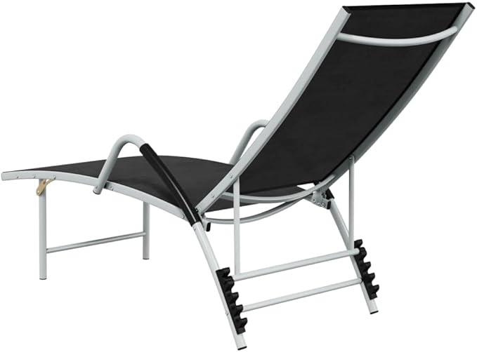 Sun Lounger Textilene and Aluminum Blacktanning Chair Camping Chairs Recliner Patio Suitable for Garden Courtyard