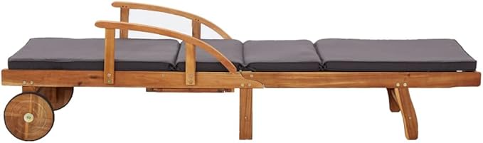 Sun Lounger with Cushion Solid Acacia Woodtanning Chair Outdoor Lounge Chairs Patio Chairs Camping chairsSuitable for Gardens, courtyards