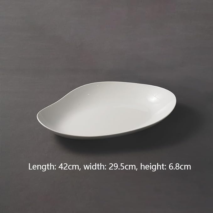 Camping Plates Dinner Plate Hotel Club Dish Plate Irregular Oval Soup Plate Ceramic Cold Dish Plate Home Serving Tableware Decorative Plate