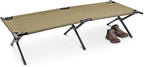 HQ ISSUE Camping Cot for Adults, Heavy-Duty Comfortable Military Army Style Portable Folding Sleeping Camp Tent Bed with Carry Bag, 225-lb Capacity