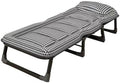 Portable Folding Adult Bed with Mattress, Adjustable Height Camping Cot with Headrest for Home & Travel, 170×56cm(190 * 75CM)