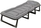 Portable Folding Adult Bed with Mattress, Adjustable Height Camping Cot with Headrest for Home & Travel, 170×56cm(190 * 75CM)