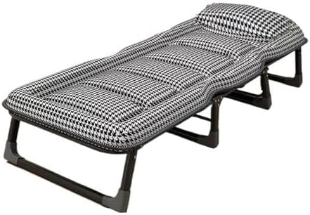 Portable Folding Adult Bed with Mattress, Adjustable Height Camping Cot with Headrest for Home & Travel, 170×56cm(190 * 70CM)
