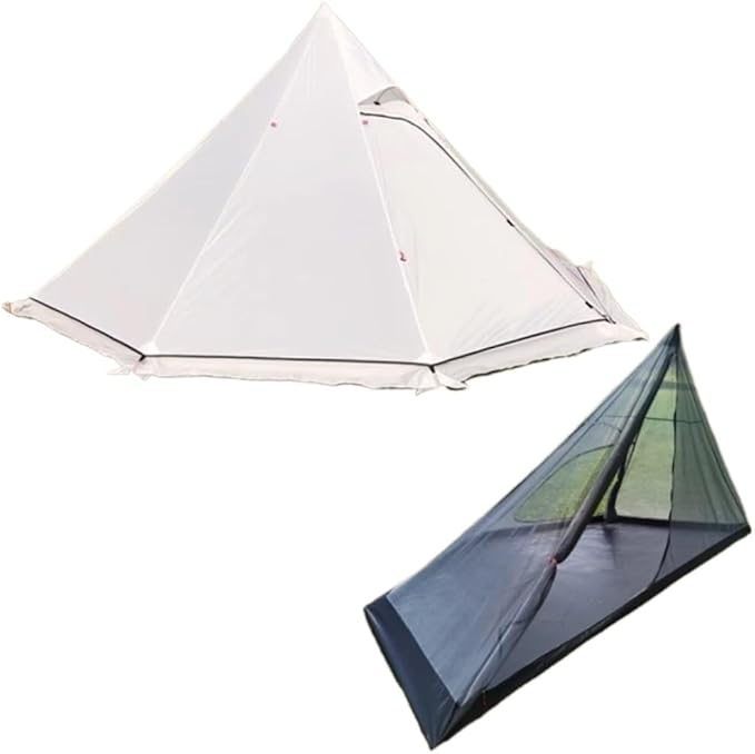 Three-Season Tent, New Pyramid Tent Set Camping Tent with Snow Skirt Hot Tent Hiking Backpacking Tent Outdoor Winter Tent 2 Sizes