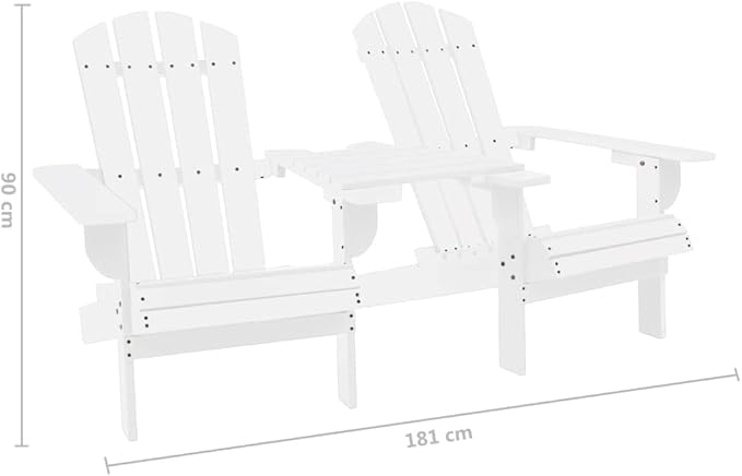 Patio Adirondack Chairs with Tea Table,Garden Chair,Leisure Chair,Bistro Chair,Leisure Chair,Camping Chair,Outdoor Chairs,Conversation Chair,for Patio,Balcony,Party, Solid Wood Fir White