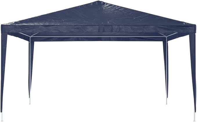 Large Party Tent Blue Polyethylene with Iron Frame, Sturdy Outdoor Shelter for Gatherings, 157.5 x 157.5 Inches, Easy Assembly, Weather-Resistant Fabric, Spacious Canopy