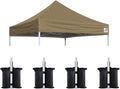 Eurmax USA Pop Up Canopy Replacement Canopy Tent Top Cover, Instant Canopy Top Cover ONLY,Bonus 4PC Pack Weight Bag (8x8,Khaki)