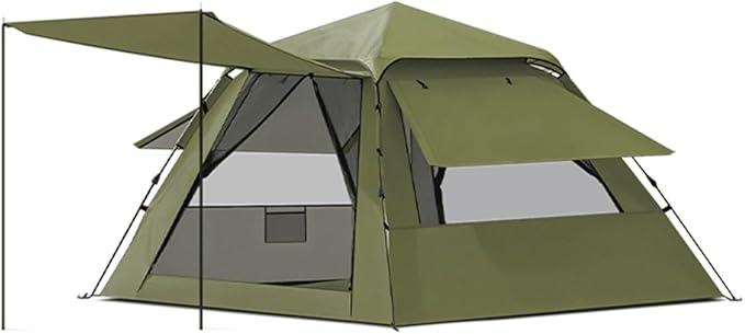Tents for Camping 3/5 Person Tent Waterproof Beach Canopy Tent Pop Up, Easy Setup Backpacking Tents with Mats, Dome Tent, Family Tent for Outdoor Hiking with Porch (Color : /Green, Size : 3-4 Person