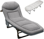 Portable Folding Camping Cot, Adjustable 6-Position Adults Reclining Folding Chaise, Outdoor Patio Folding Lounge Chair Sleeping Cots Bed, Perfect for Camping, Pool, Beach, Patio Durable