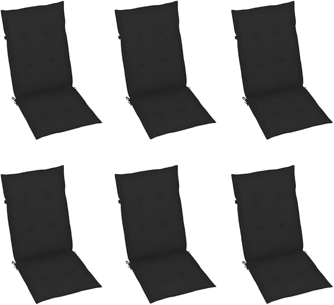 Patio Chairs 6 pcs,Outdoor Folding Chair,Lounge Chair,Portable Camping Chair,Tanning Chairs for Outside,Garden Chair,for Outdoor Patio, Campsite, or Yard, with Black Cushions Solid Teak Wood