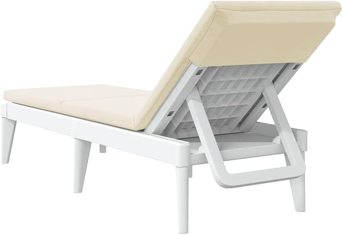 Sun Lounger with Cushion White 73.2"x23.6"x11.4" PPoutdoor Lounge Chairs Camping Chairs Tanning Chair Recliner chairSuitable for Gardens, courtyards