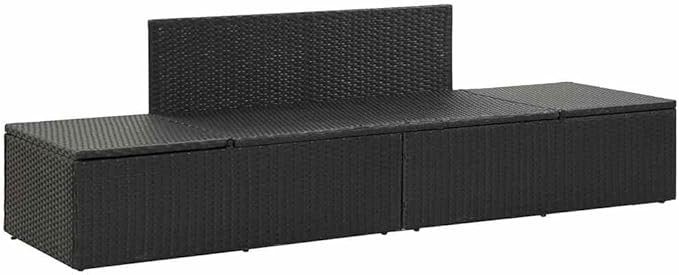 Camp Chair Lawn Chair Outside chairsSun Bed with Cushions Poly Rattan BlackSuitable for Gardens, courtyards, and patios