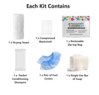Compact Personal Shower Kit To-Go (Multi-Color) – Your Hygiene Companion for Travel, Gym, Camping | Shower on the Go | Shampoo, Soap, Towel. All in One (100)