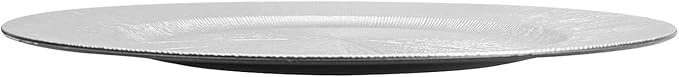 DYRABREST 50 Pcs 13 Inch Charger Plates, Bulk Round Charger Plates Plastic Wedding Dinner Elegant Reusable for Table Setting Wedding Party Event Tabletop Setting Decor (Silver)