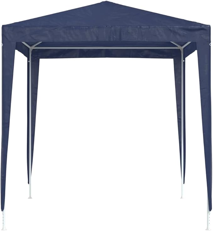 Blue Polyethylene Party Tent 6.6 x 6.6 ft Outdoor Canopy for Summer Events and Weddings with UV-Resistant Waterproof Cover and Sturdy Iron Frame